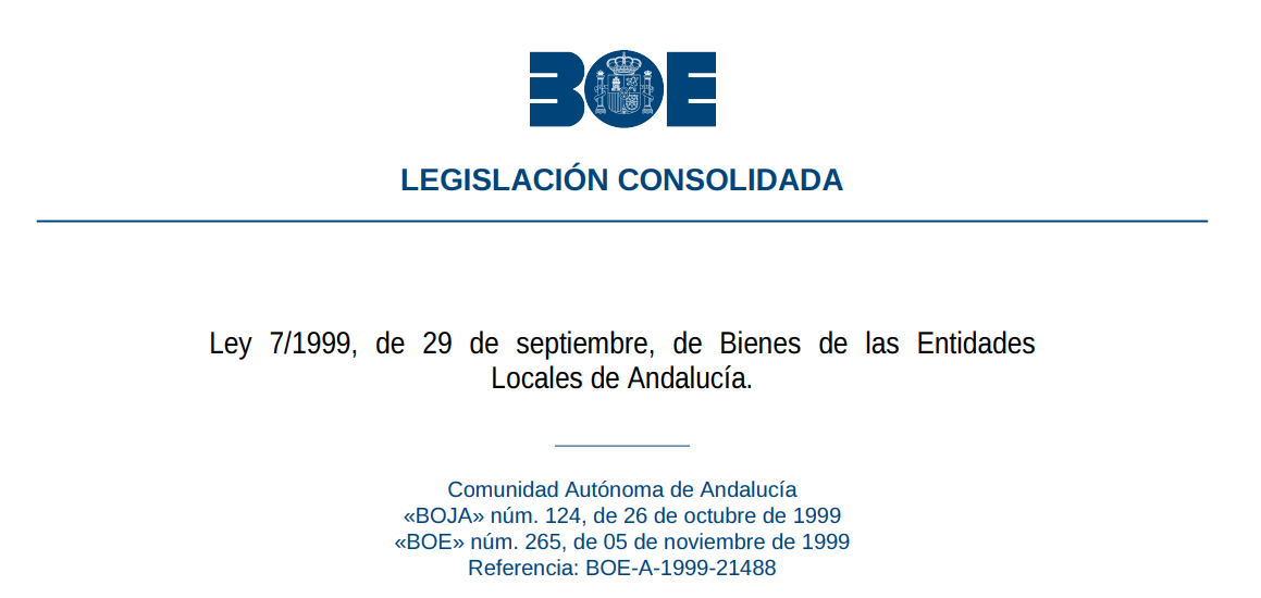 Test de la Ley 7/1999, de 29 de septiembre, de Bienes de las Entidades Locales de Andalucía